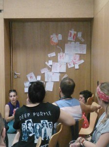 Leandr* presents the map of gender advertisements and signage in Lavapies. The raked angle represents the hill one walks up toward the city center.   